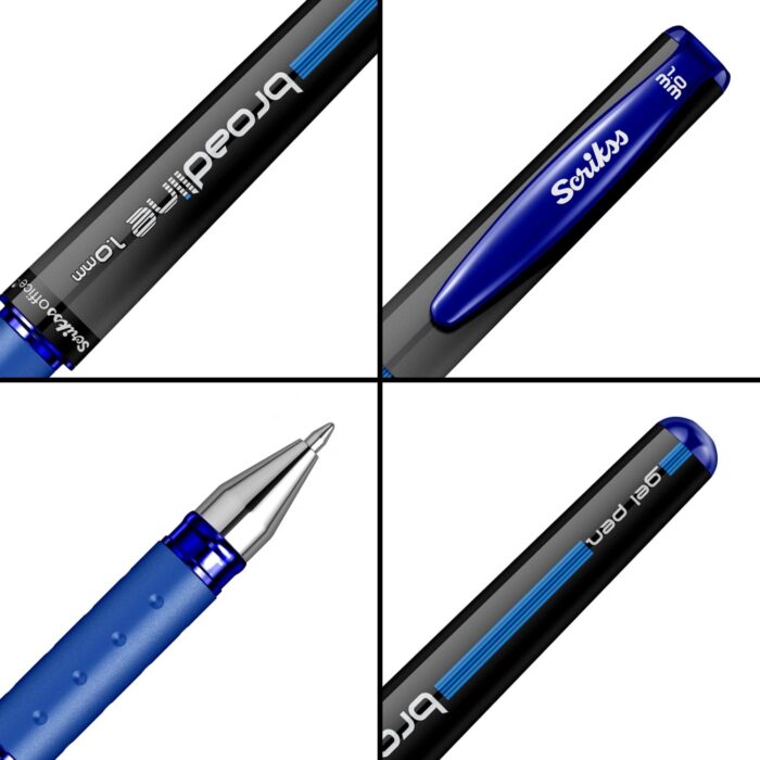 Scrikss | Office Broadline | 0.1mm | Gel Pen | Blue | Pack Of 12