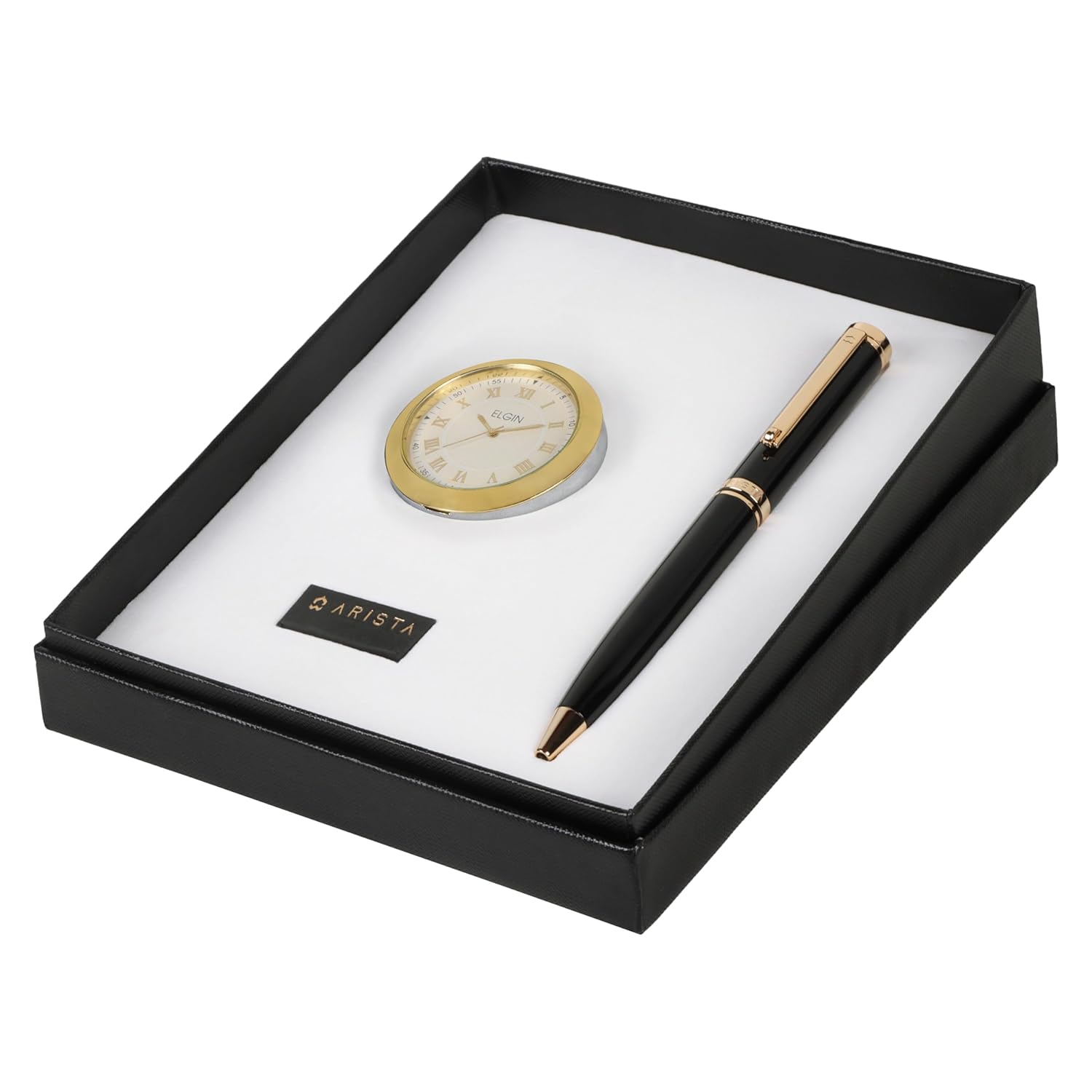 717GeyfyKOL._SL1500_ Arista | Ballpoint Pen | Black With Gold Trim | With Gold Chrome Table Clock