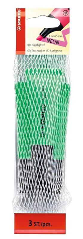 Stabilo | Neon Highlighter Pen | Green Pack Of 3