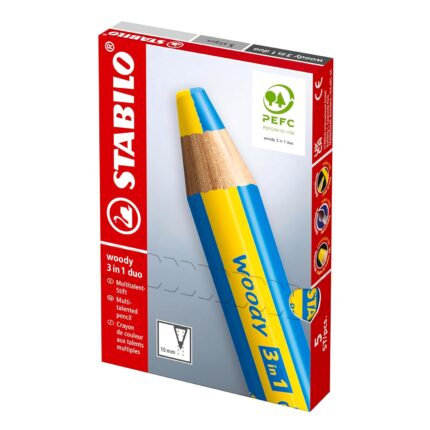 Stabilo | Multi-Talented Pencil | Woody 3 In 1 Duo | Red/Dark Green | Pack of 5