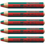 Stabilo | Multi-Talented Pencil | Woody 3 In 1 Duo | Red/Dark Green | Pack of 5