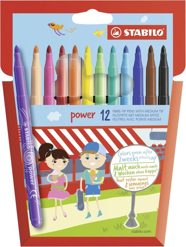 Stabilo | Power | Fibre-Tip | Pack of 12 | Assorted Colours