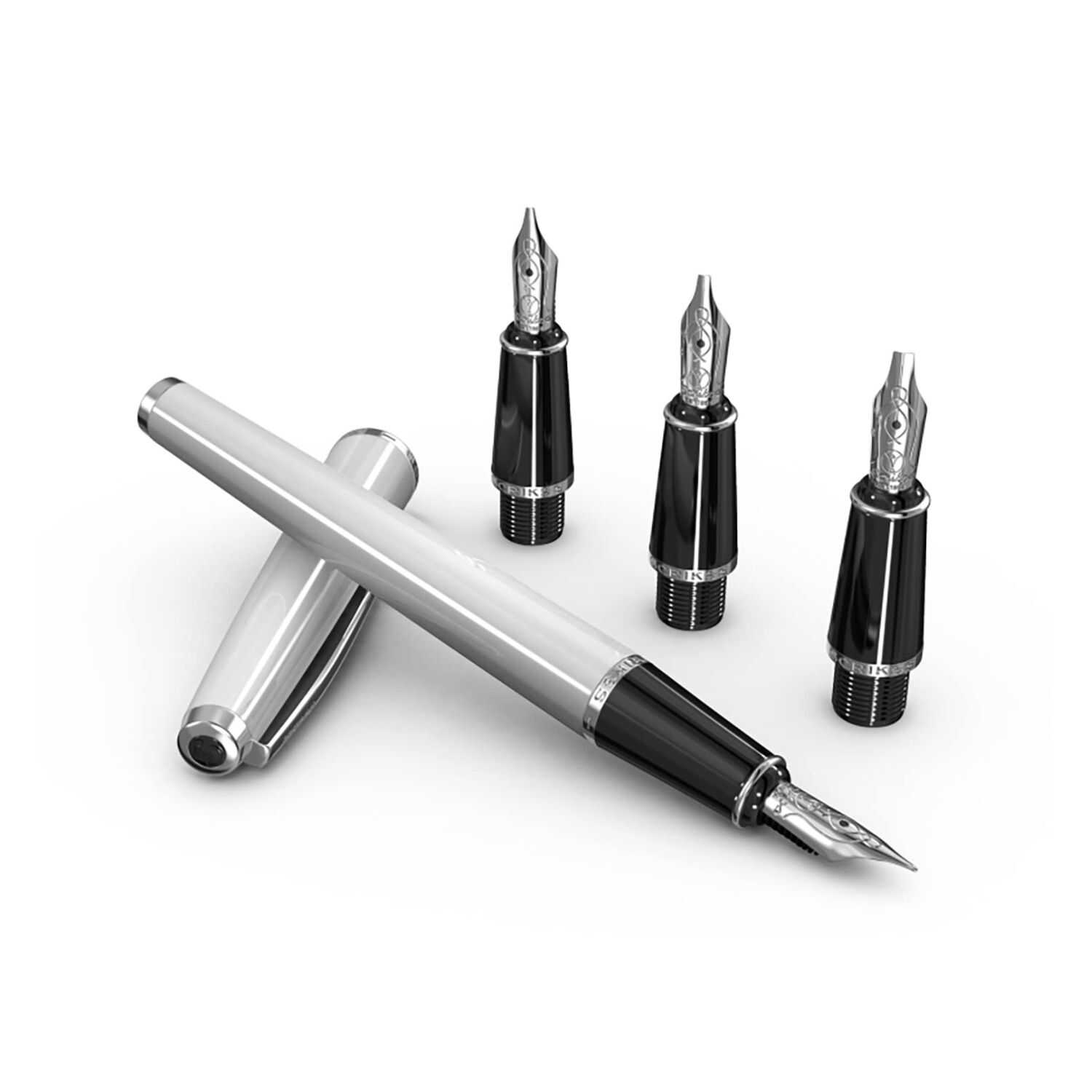 Scrip3 Scrikss | Calligraphy | Pen Set | White Acrylic Carbon Fiber | Medium, 1.1mm, 1.5mm, 2.3mm Nib - Image 1