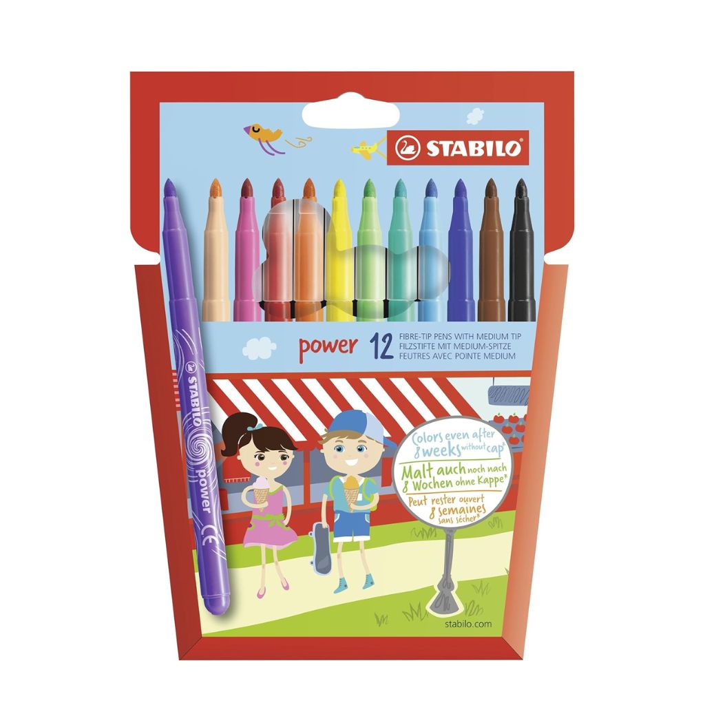 Stabilo po Stabilo | Power | Fibre-Tip | Pack of 12 | Assorted Colours - Image 1
