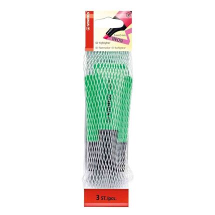 Stabilo Neon Highlighter Pen Green Pack of 3 | Best Highlighter for Students & Notes