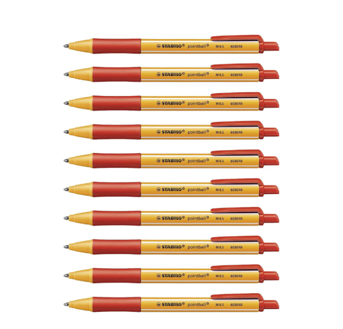 Stabilo | Pointball | Ballpoint Pen | Red | Pack Of 10