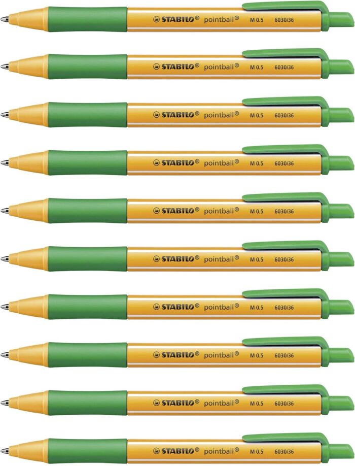Stabilo | Pointball | Ballpoint Pen | Green | Pack Of 10