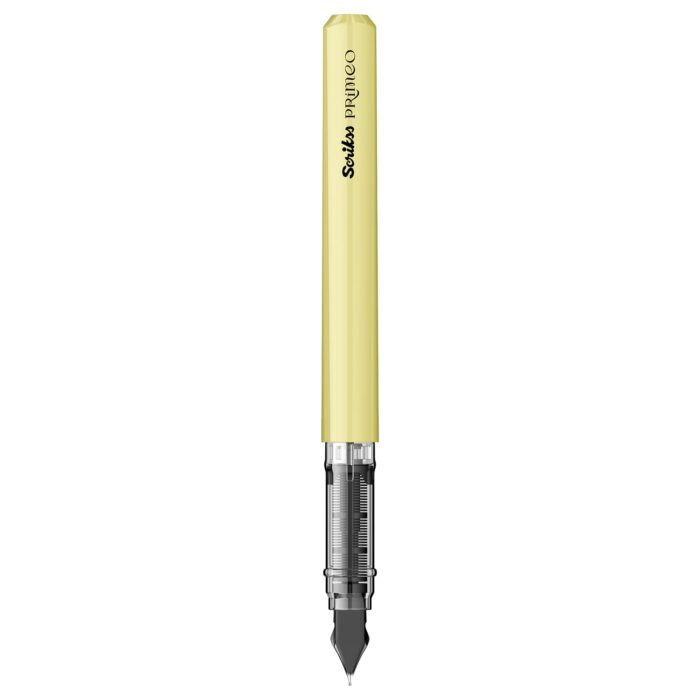 Scrikss Primeo Medium Nib Fountain Pen | 3 Cartridges Included | Stainless Steel Nib & ABS Body | Kiwi Green | in Blister Pack