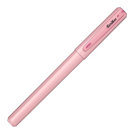 Scrikss Primeo Medium Nib Fountain Pen | 3 Cartridges Included | Stainless Steel Nib & ABS Body | Pink | in Blister Pack