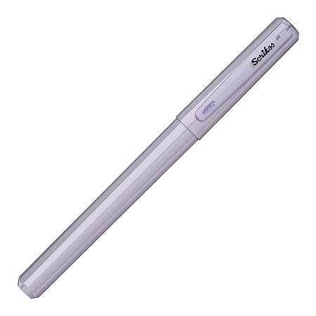 Scrikss Primeo Medium Nib Fountain Pen | 3 Cartridges Included | Stainless Steel Nib & ABS Body | Lilac | in Blister Pack