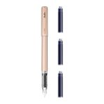 Scrikss Primeo Medium Nib Fountain Pen | 3 Cartridges Included | Stainless Steel Nib & ABS Body | Latte Pastel Brown| in Blister Pack