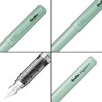 Scrikss Primeo Medium Nib Fountain Pen | 3 Cartridges Included | Stainless Steel Nib & ABS Body | Mint | in Blister Pack
