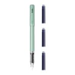 Scrikss Primeo Medium Nib Fountain Pen | 3 Cartridges Included | Stainless Steel Nib & ABS Body | Mint | in Blister Pack