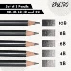 BRUSTRO Fine Art Graphite Pencil Set |10B - 2H | Pack of 12 with Elegant Tin Box