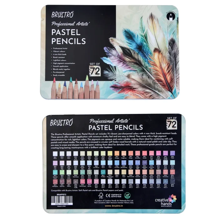BRUSTRO Artists Pastel Pencils - Set of 72 Shades