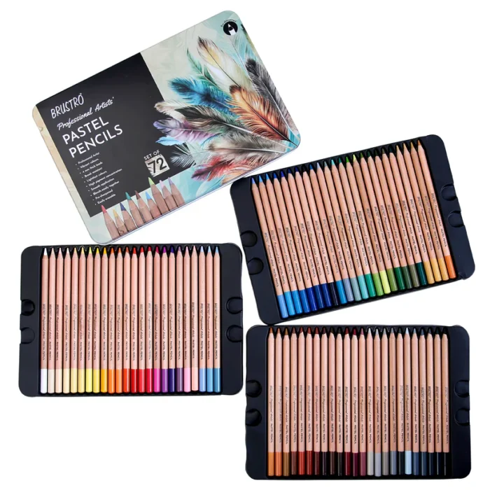 BRUSTRO Artists Pastel Pencils - Set of 72 Shades