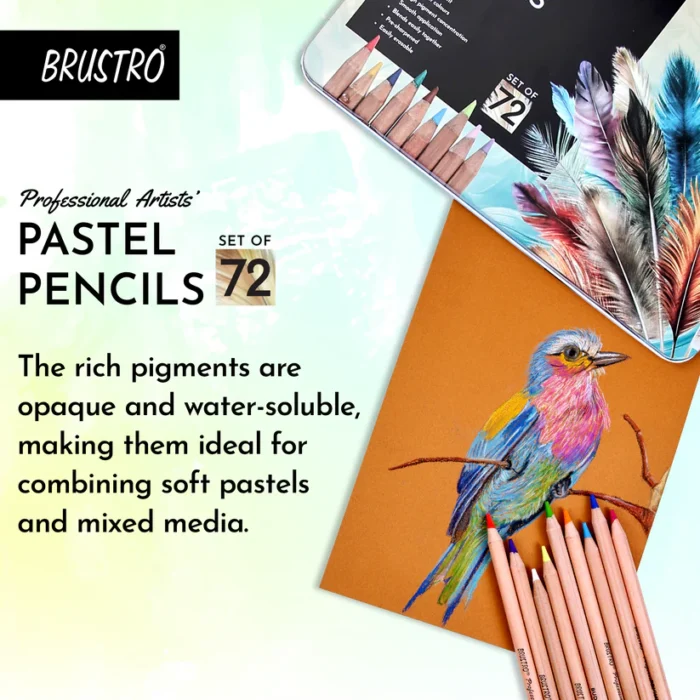 BRUSTRO Artists Pastel Pencils - Set of 72 Shades