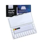 BRUSTRO Artists’ AIRTIGHT Palette 16 Wells for Watercolour and Gouache with a Special Section to Hold 24 Half Pans and a Removable Clear Tray - Image 2