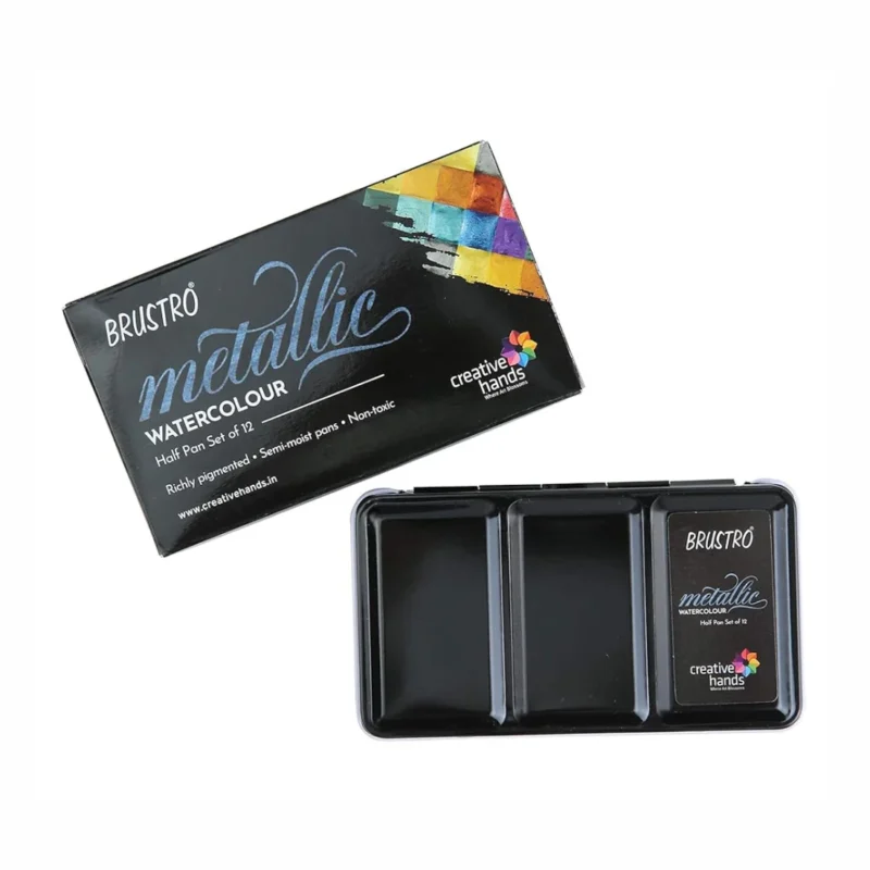 Brustro Metallic Watercolour Half Pans Set of 12
