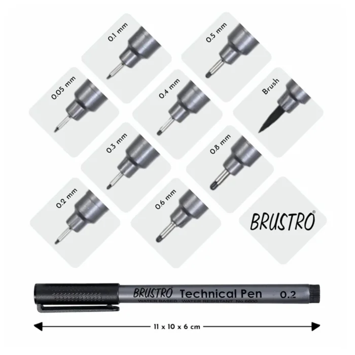 Brustro Technical Pen Black (Pack of 6)
