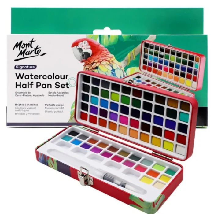 Mont Marte Watercolour Half Pan Set 73pc in Tin