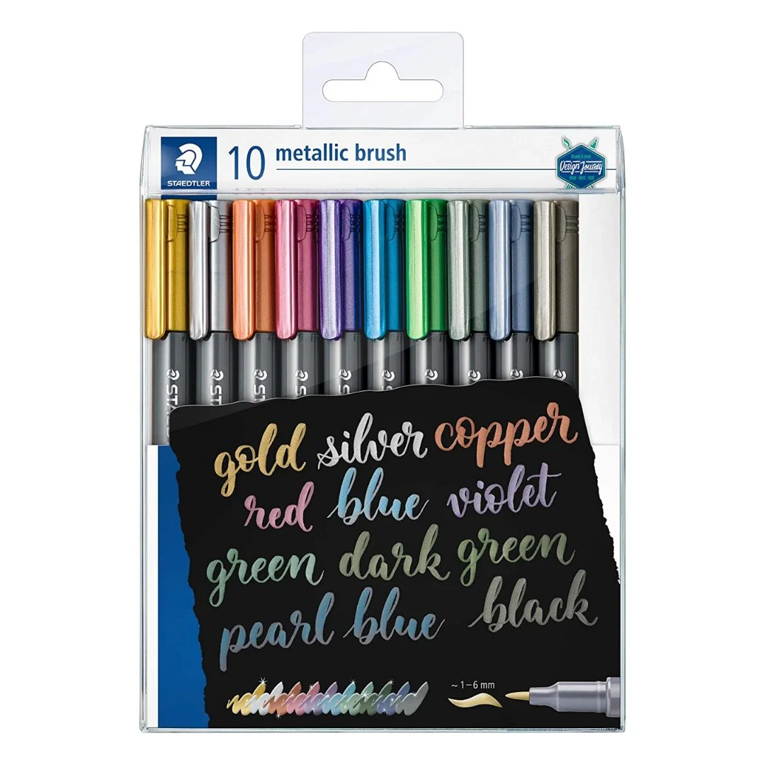 Staedtler Metallic Brush Pen - 10 Assorted Colors Staedtler Metallic Brush Pen - 10 Assorted Colors