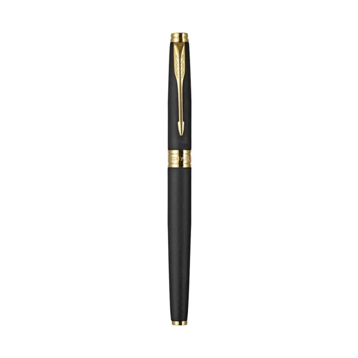 Parker ASTER Matte Black Gold Plated GT Roller Ball Pen with Wallet