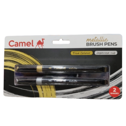 Camel Metallic Brush Pens (Gold & Silver, 2 Shades)