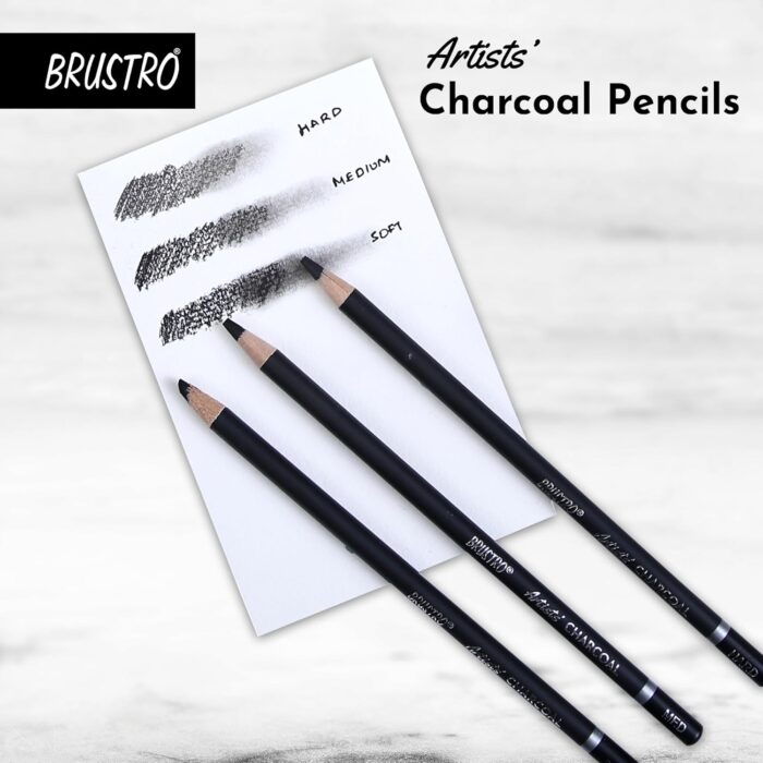 BRUSTRO Artists Charcoal Pencil Set of 4