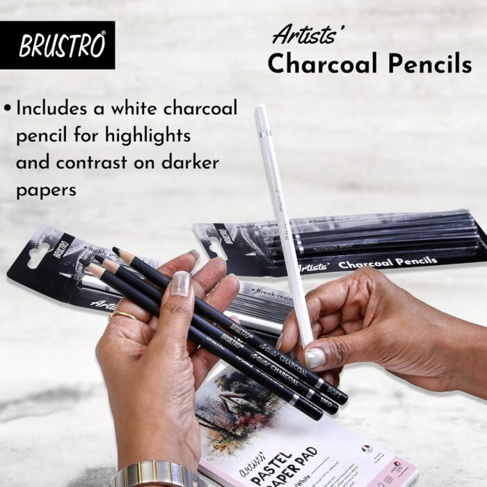 BRUSTRO Artists Charcoal Pencil Set of 4