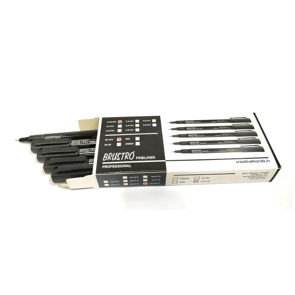 Brustro P Brustro Professional Pigment Based Fineliner Pen Black Pack of 10 - Image 1