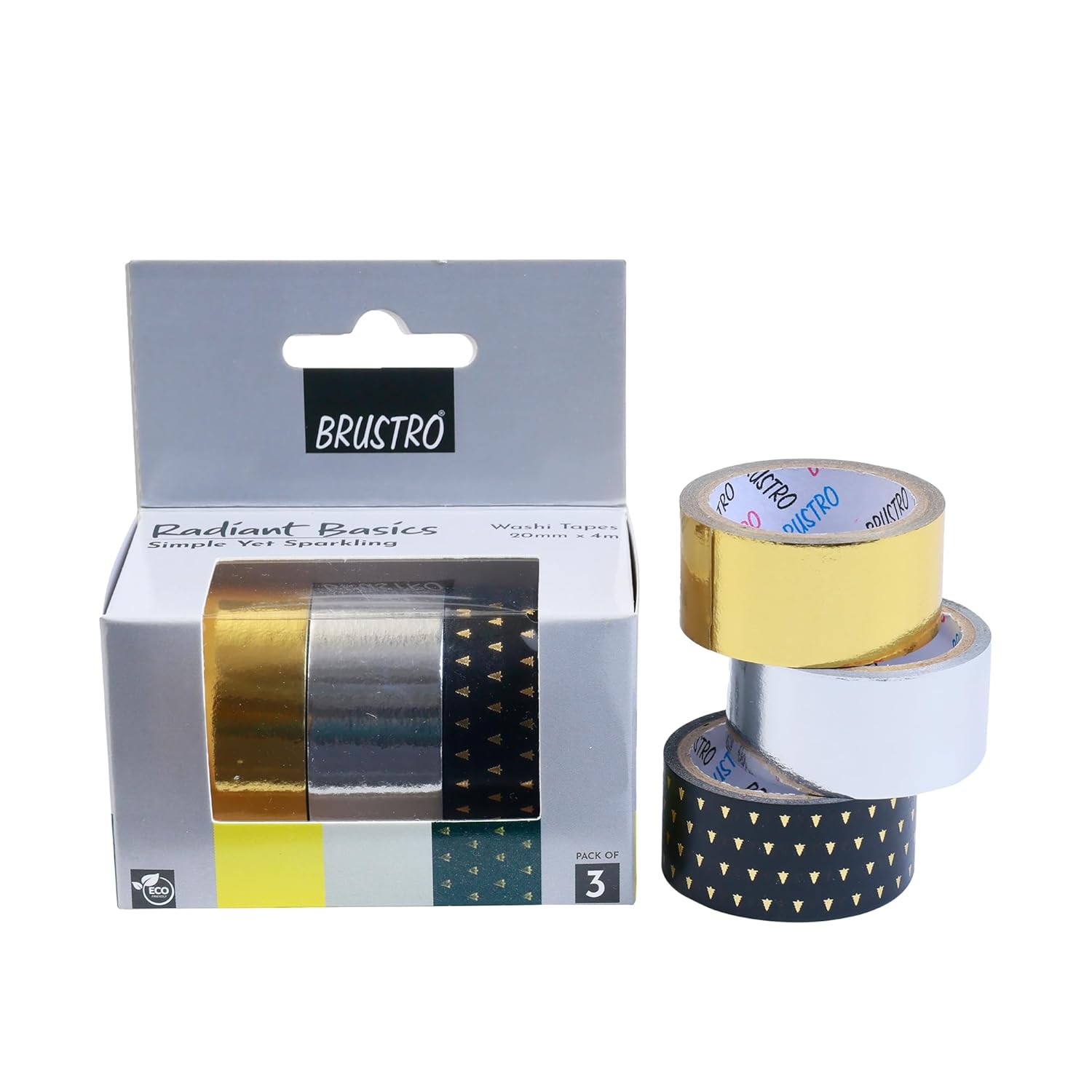 Brustro Radiant Basics Washi Tape – Simple Yet Sparkling (Set of 3) Brustro Radiant Basics Washi Tape Simple Yet Sparkling (Set of 3)