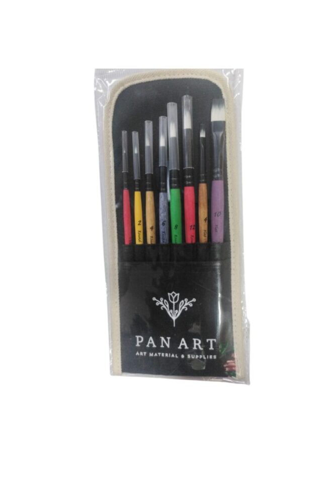 PAN ART SH-01 Classic Brush Set (Mix) – 8 Pieces with Fabric Case (3) PAN ART SH-01 Classic Brush Set (Mix) – 8 Pieces with Fabric Case