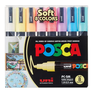 Uniball Posca Paint Markers Soft Colors PC-5M, Set of 8