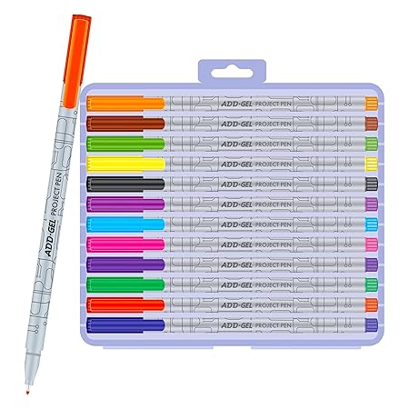 ADD Gel Project Pen Set, 12 Colors ADD Gel Project Ultra Soft Colour Pens 12 Colours