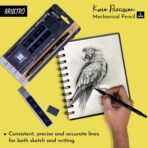Brustro Kuro Precision Mechanical Pencil Tip Size- 2mm With 6- HB and 6- 2B Leads , Built-in-Sharpener, 3 Eraser Refill