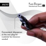 Brustro Kuro Precision Mechanical Pencil Tip Size- 2mm With 6- HB and 6- 2B Leads , Built-in-Sharpener, 3 Eraser Refill