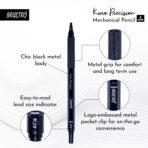Brustro Kuro Precision Mechanical Pencil Tip Size- 2mm With 6- HB and 6- 2B Leads , Built-in-Sharpener, 3 Eraser Refill