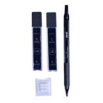 Brustro Kuro Precision Mechanical Pencil Tip Size- 2mm With 6- HB and 6- 2B Leads , Built-in-Sharpener, 3 Eraser Refill