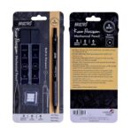 Brustro Kuro Precision Mechanical Pencil Tip Size- 2mm With 6- HB and 6- 2B Leads , Built-in-Sharpener, 3 Eraser Refill