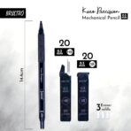 Brustro Kuro Precision Mechanical Pencil | Tip Size - 0.3mm With 20 - HB and 20 - 2B leads , 3 Eraser Refills
