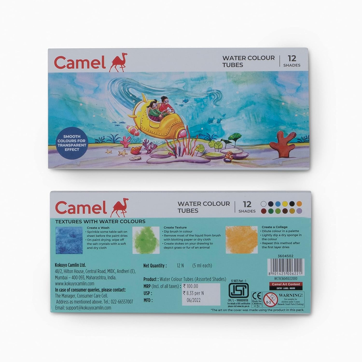 Camel Watercolor Tubes Pack of 14 Vibrant Shades 5ml Each 2 Camel Watercolor Tubes Pack of 12 Vibrant Shades 5ml Each Pack of 2