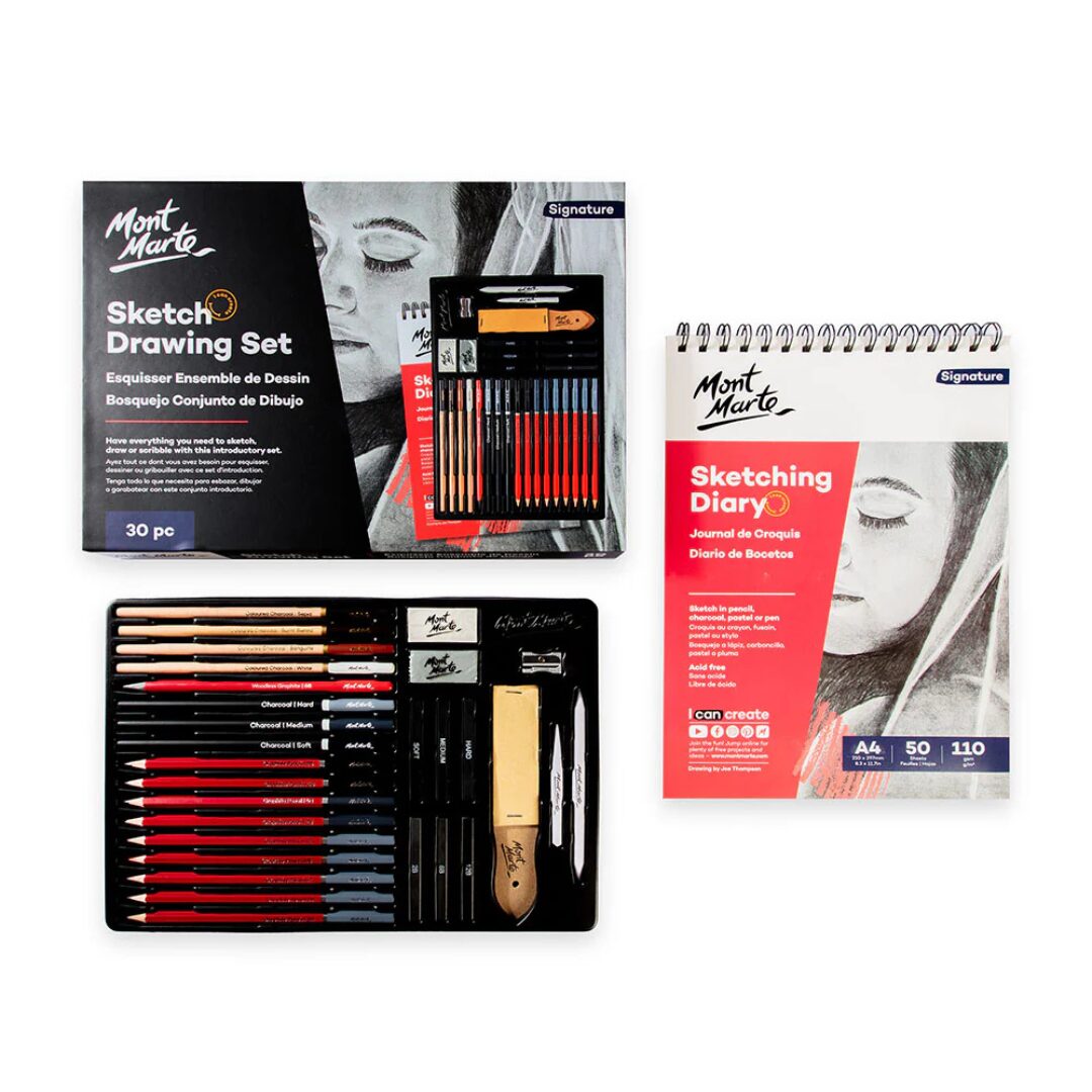 Mont Marte Sketch Drawing Set Signature 30pc (4) Mont Marte Sketch Drawing Set Signature 30pc