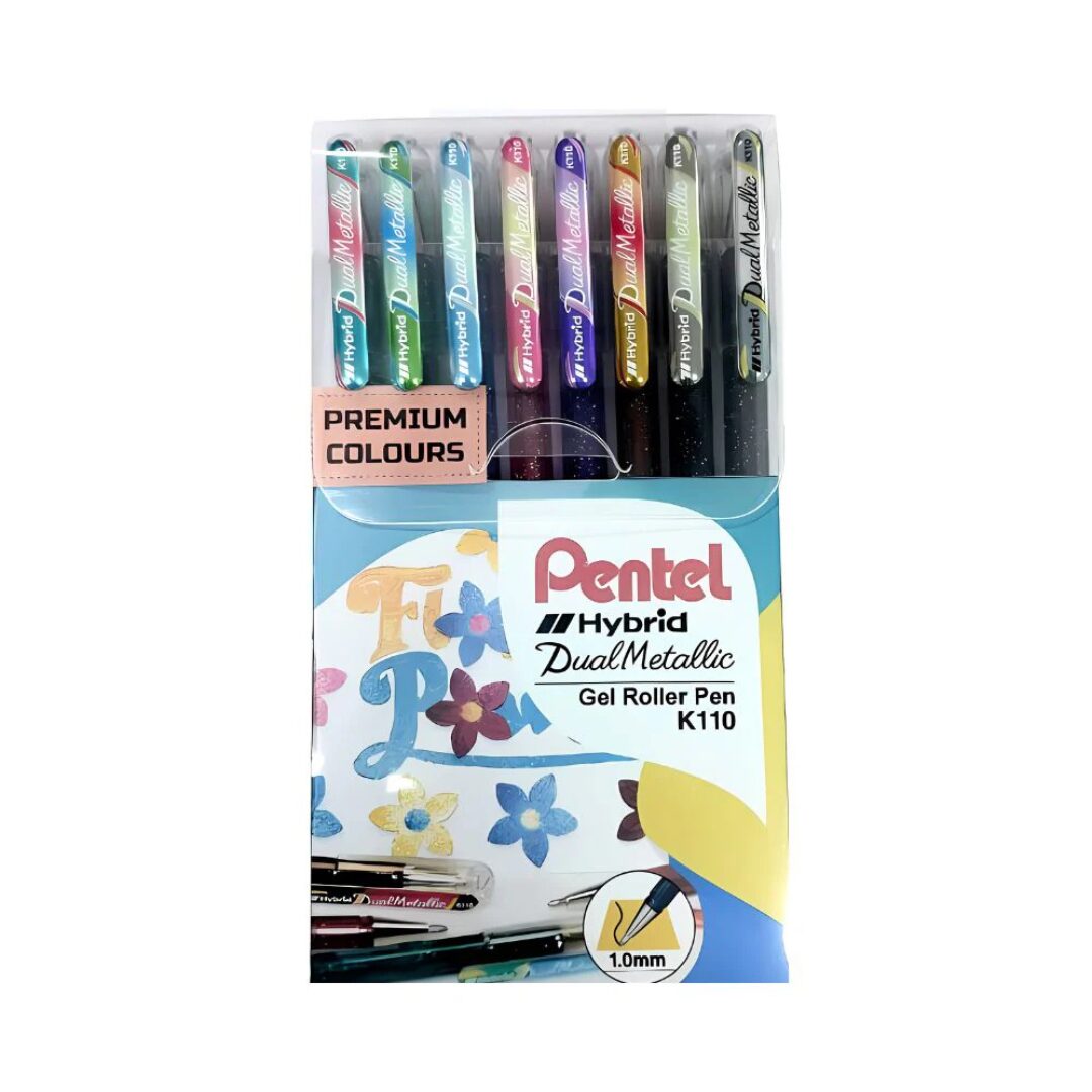 PENTEL Rollerball Pen Hybrid Dual Metallic Set of 8 1.0 mm PENTEL Rollerball Pen Hybrid Dual Metallic Set of 8 1.0 mm