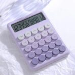 Cute Retro Color Button Calculator – 12-Digit Display | Soft Silicone Buttons | GT & % Keys