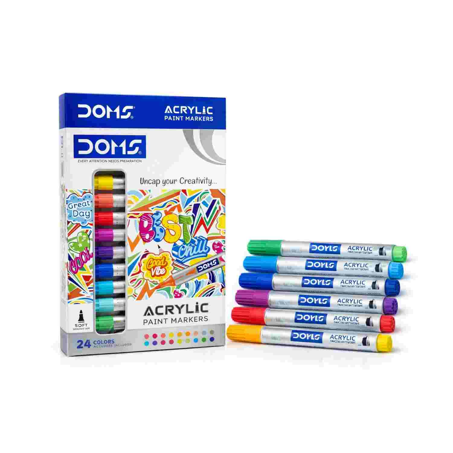 Doms acrylic marker Doms Acrylic Paint Marker 24 Shades - Image 1