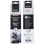 Brustro Professional Artists’ Pastel Pencils Set of 6 | Black & White Pastel Pencils for Drawing & Shading