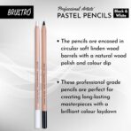 Brustro Professional Artists’ Pastel Pencils Set of 6 | Black & White Pastel Pencils for Drawing & Shading