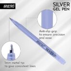 Brustro Silver Gel Pen Pack of 12 | 1mm Metallic Gel Pens for Art & Writing