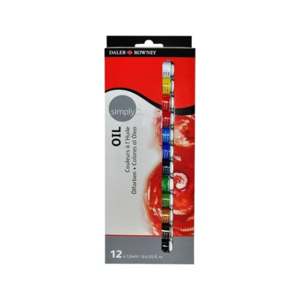 Daler Rowney Simply Oil Colour Set 12 x 12ml | Oil Paint Set for Beginners & Canvas Painting